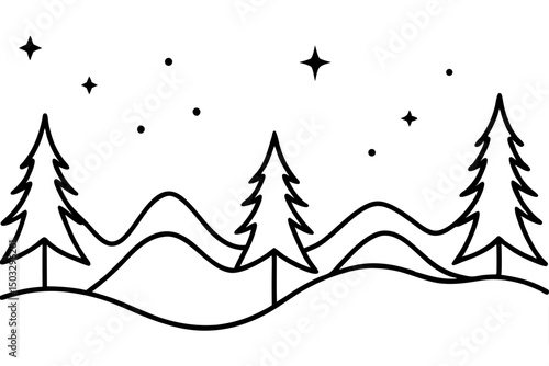 Minimal Line Art of Northern Lights – Elegant Aurora Borealis SVG Design

