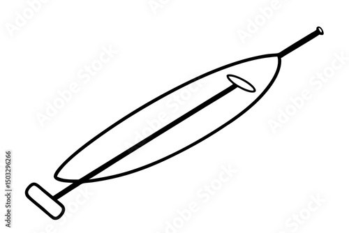 Simple Black Line Illustration of Paddleboard and Paddle – Vector SVG

