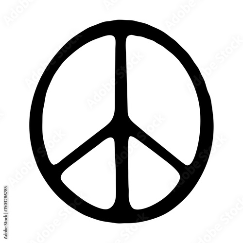 Monochrome Peace Symbol Represents Harmony, Nonviolence, and AntiWar Sentiment