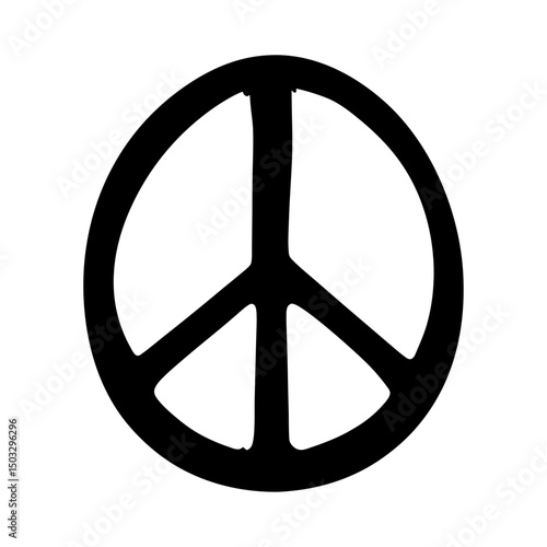 Classic Black Peace Symbol Represents Harmony and Understanding on a White Background