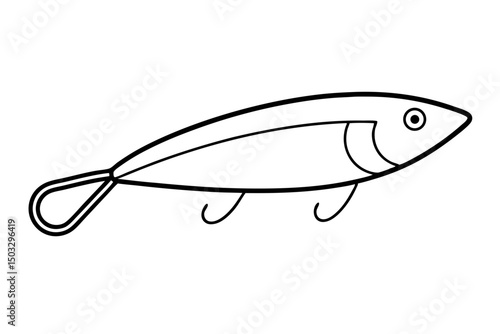 Minimalist Line Art of Fishing Lure – Perfect SVG for Angler & Outdoor Designs

