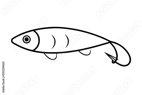Minimalist Line Art of Fishing Lure – Perfect SVG for Angler & Outdoor Designs

