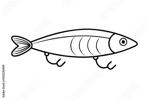 Minimalist Line Art of Fishing Lure – Perfect SVG for Angler & Outdoor Designs

