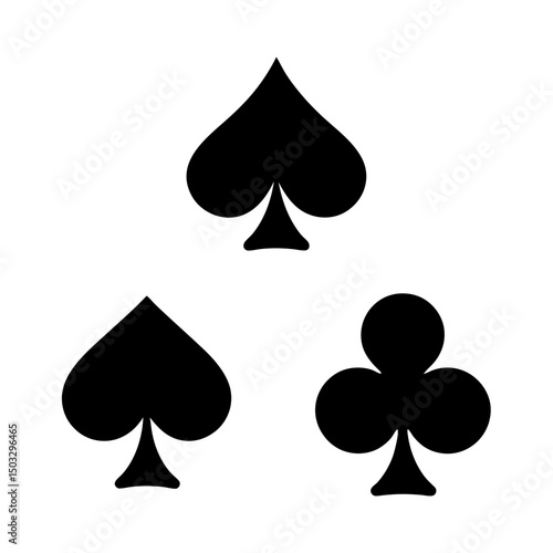 Isolated arrangement of spades and clubs card suit symbols on white