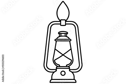 Minimal Line Art of Hanging Camping Lantern – Outdoor Adventure SVG Design

