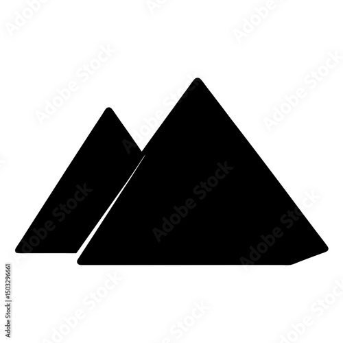 Two pyramids in solid black against white background evokes Egypt ancient history