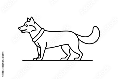 Minimalist Line Art of Husky Sled Dog – Simple Vector Drawing for Logos & Designs

