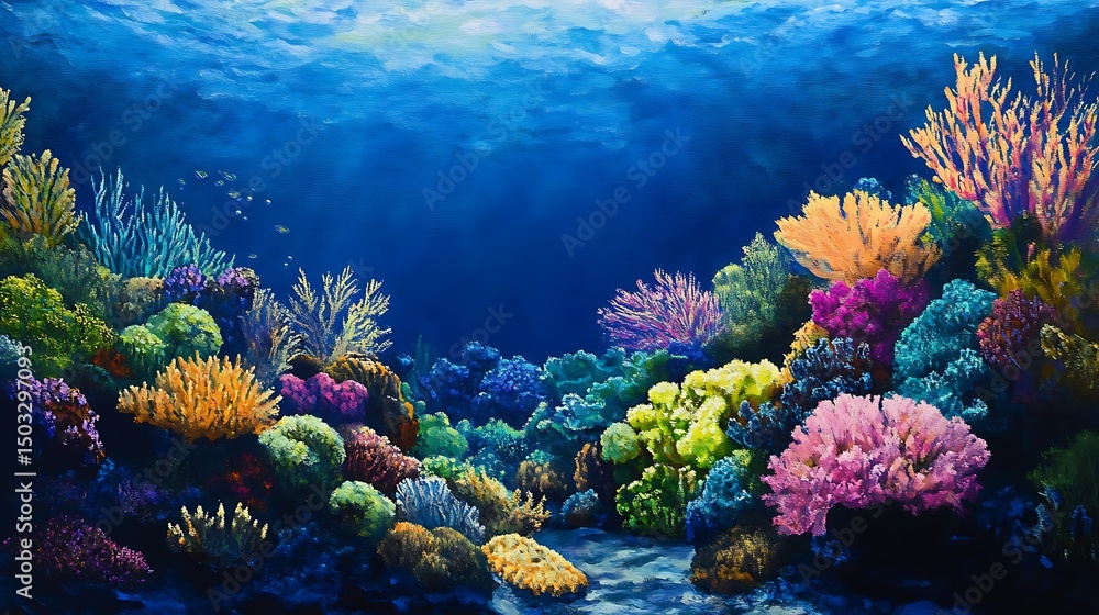 Fototapeta premium A vibrant coral reef teeming with colorful marine life