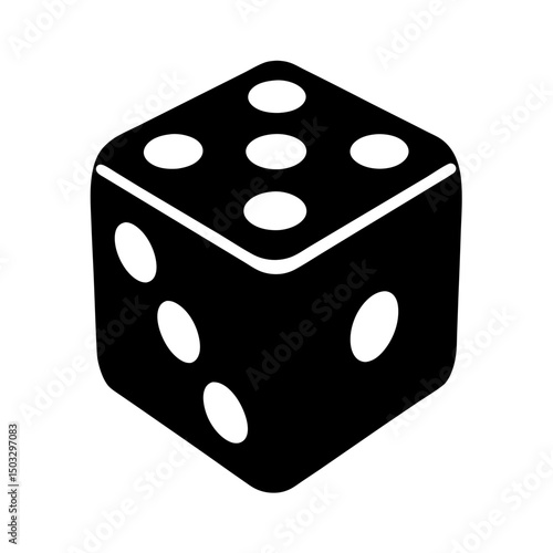A black and white die with five and two showing, for gambling