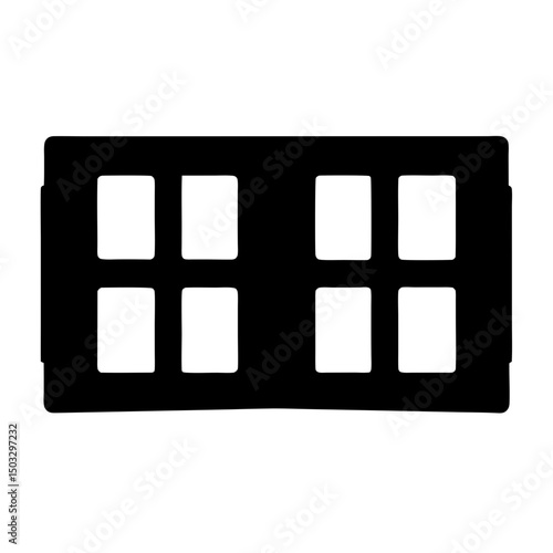 Black minimalistic window with multiple panes creating a grid pattern silhouette