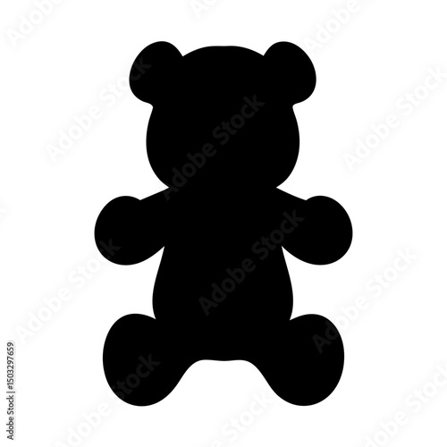 Silhouette of a simple teddy bear, a timeless symbol of childhood joy