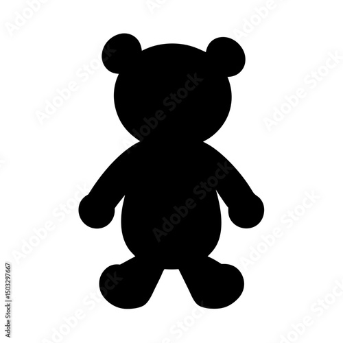 Silhouette of a standing teddy bear with smooth curves and simple design