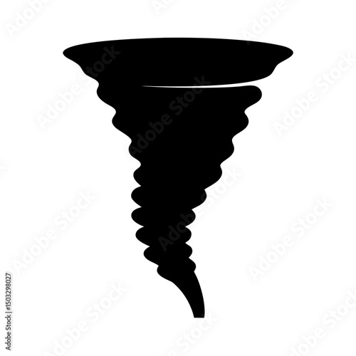 Black and white tornado illustration depicting a powerful and destructive weather event