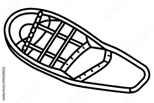 Simple Line Drawing of a Traditional Snowshoe – Minimal Winter Icon

