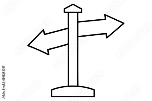 Simple Line Drawing of a Trailhead Post with Directional Signs

