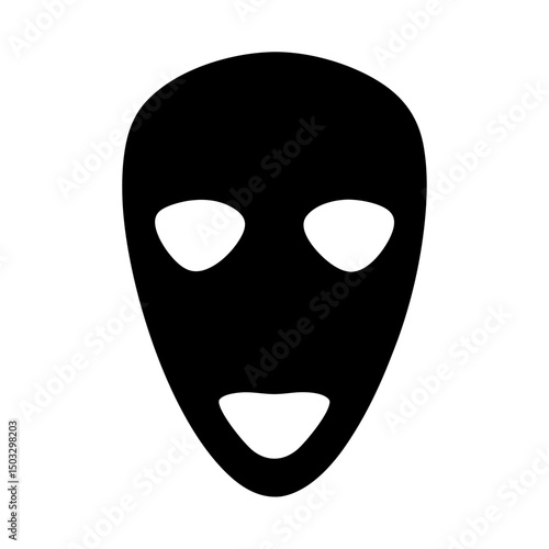 Stylized Facial Mask Illustration with Simplified Features and Minimalist Design Concept