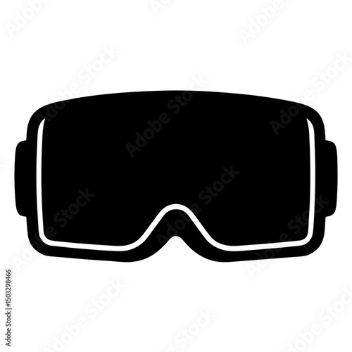 Isolated vector black silhouette of ski goggles providing eye protection for winter sports