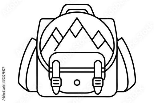 Simple Line Illustration of a Hiker’s Backpack – Minimal Outdoor Icon

