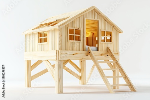 Wooden playhouse on stilts