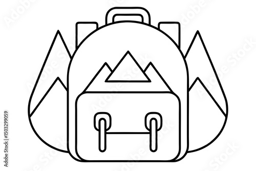 Simple Line Illustration of a Hiker’s Backpack – Minimal Outdoor Icon

