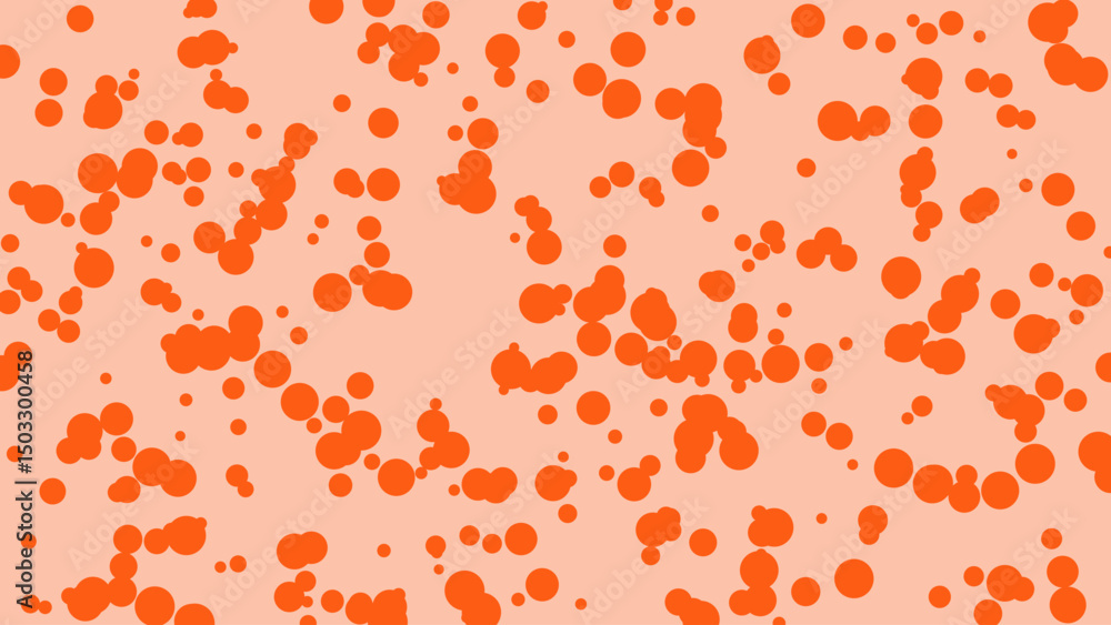 A captivating abstract composition featuring a multitude of vibrant orange circles scattered across a soft peach background, creating a dynamic and playful visual effect. A captivating abstract composition featuring a multitude of vibrant orange circles scattered across a soft peach background, creating a dynamic and playful visual effect.
