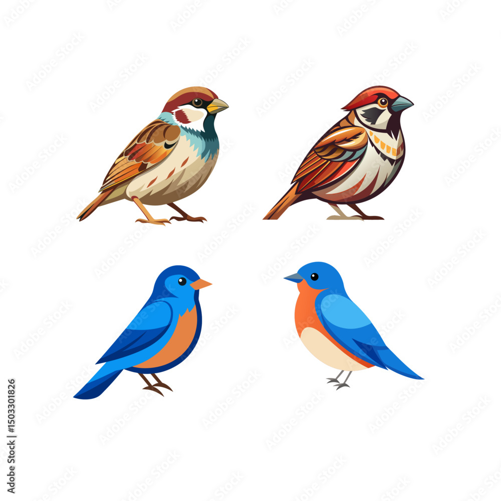 Fototapeta premium set of colorful birds