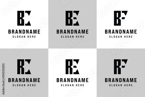 Letters BC BE BF RC RE RF Logo Set, for BC CB BE EB BF FB RC CR RE ER RF FR Initials