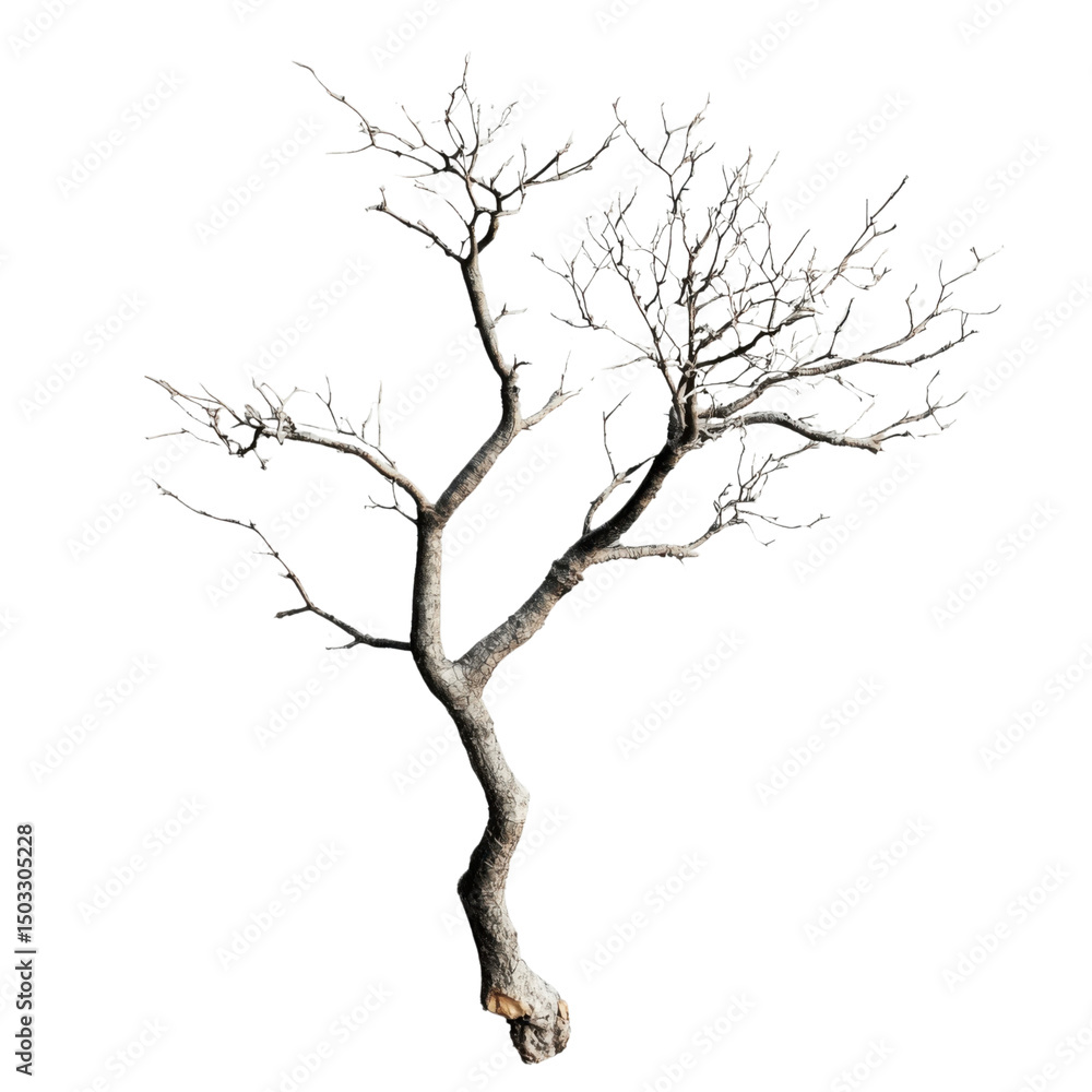Fototapeta premium Leafless tree with transparent background rising towards the sky
