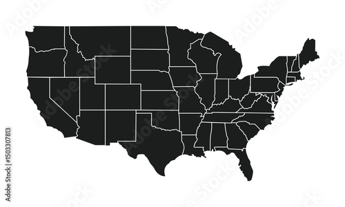 Simple Black Silhouette of the United States of America