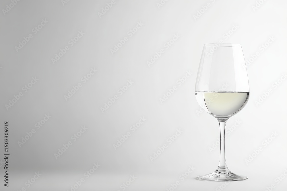 A glass of white wine on a white background, illuminated by the light of the rising sun. A glass of white wine on a white background, illuminated by the light of the rising sun.