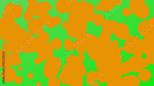 Abstract Orange Blob Shapes on a Vibrant Green Background, a Visually Striking Composition