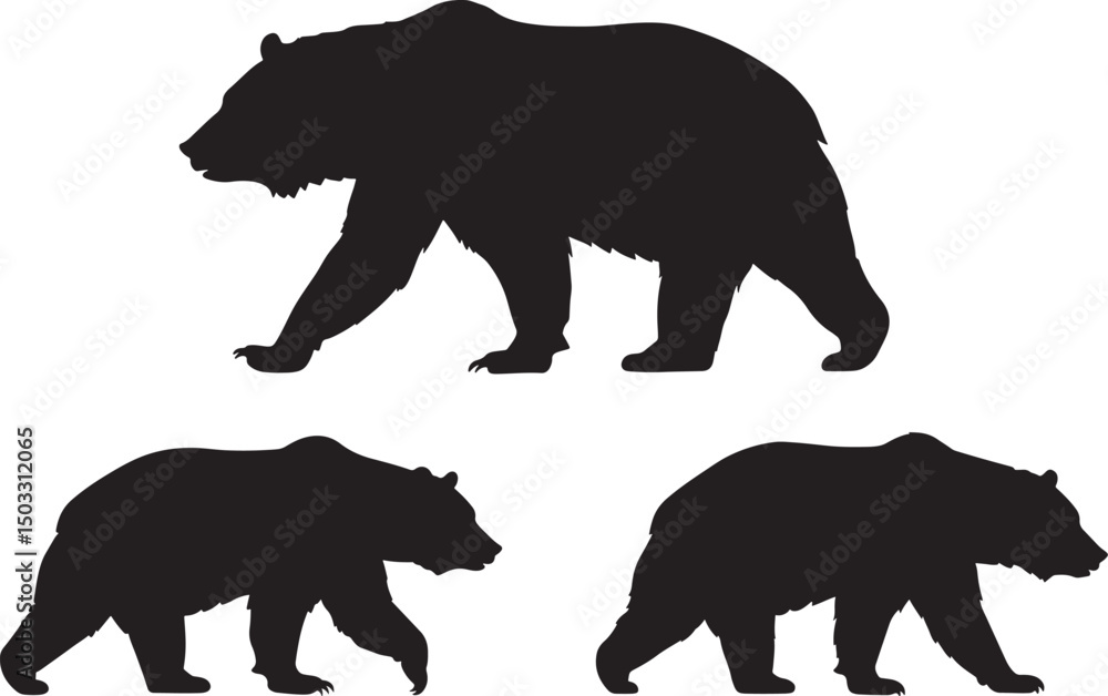 Fototapeta premium Bears silhouette vector illustration