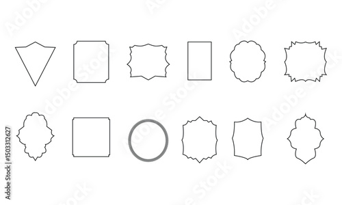 Vintage label collection with ornate frames and elegant silhouettes. Decorative badge shapes for product packaging, branding and logo design. Vector templates set with blank, empty space