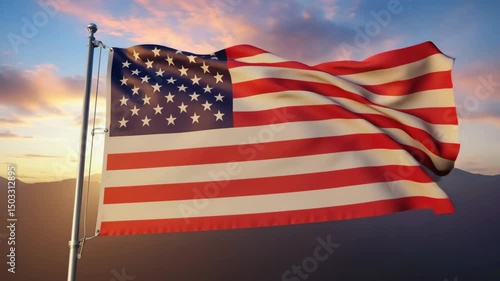 American flag on dark blue background with copy space, 2026 US presidential election, american national holiday, July 4, Veteran or memorial day patriotic banner	