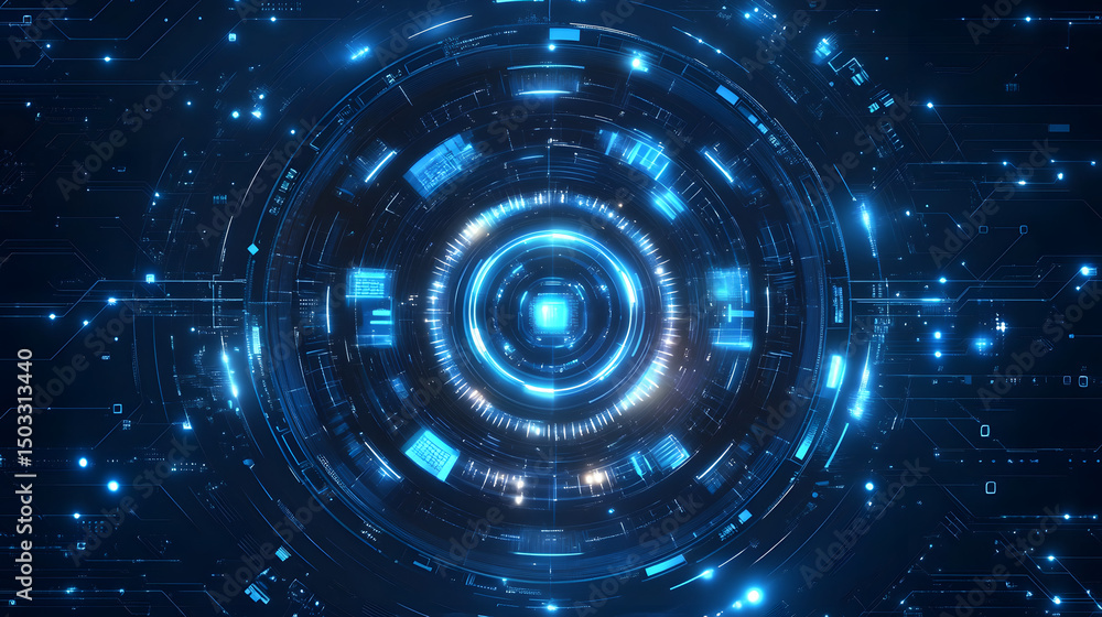 Blue geometric abstract technology background with futuristic digital design Blue geometric abstract technology background with futuristic digital design