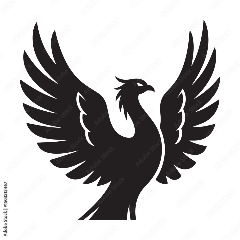 Obraz premium Phoenix Silhouette Vector Illustration Silhouette white Background. 