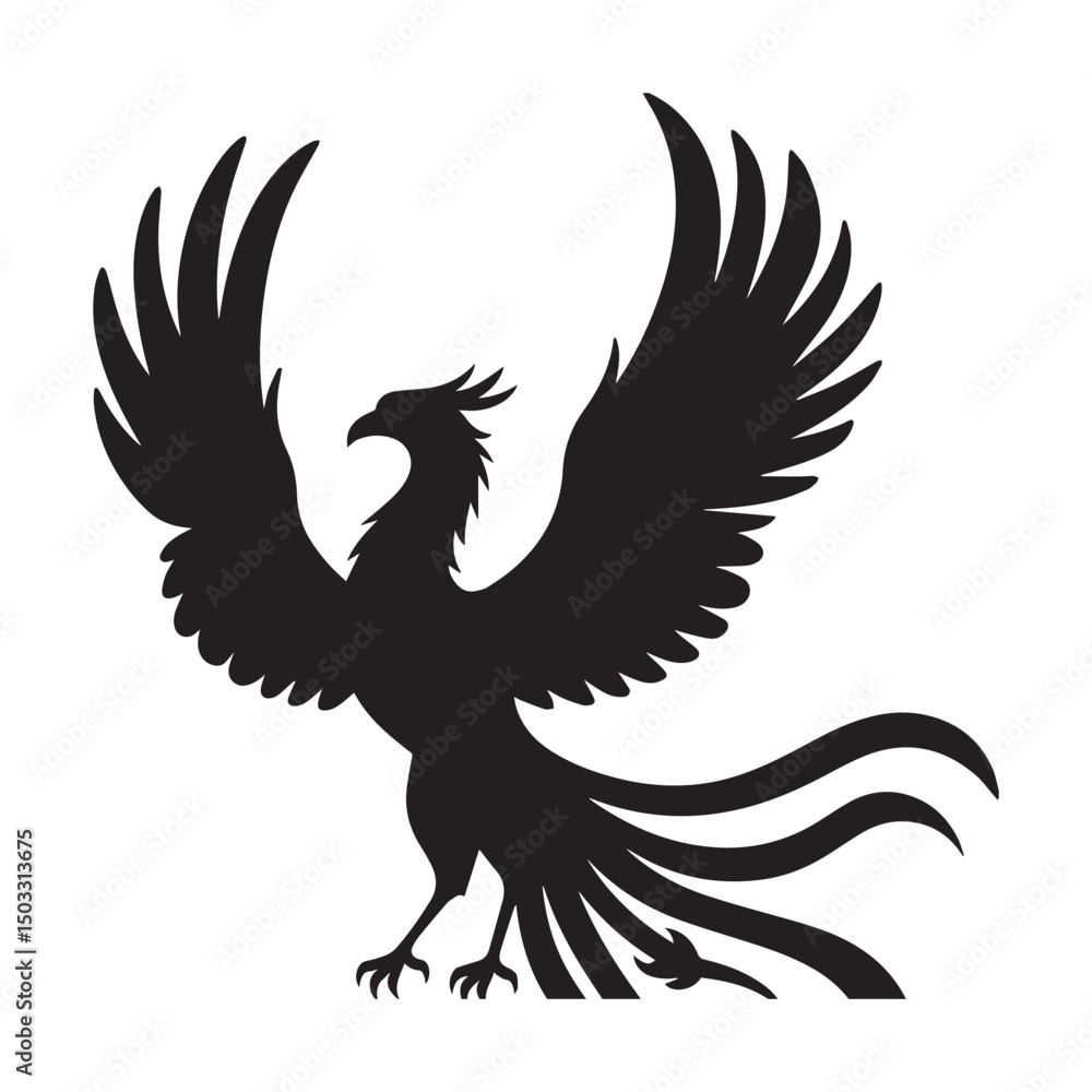 Obraz premium Phoenix Silhouette Vector Illustration Silhouette white Background. 
