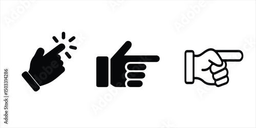 finger pointer icon hand drawn illustration on white background. finger pointer silhouette vector set.
