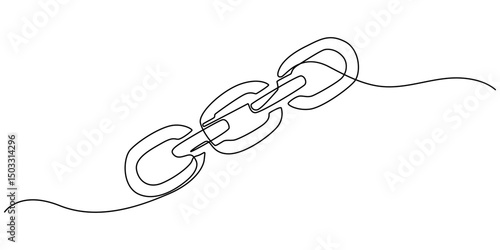 Continuous Line Drawing of Backlinks Icon. Hand Drawn Symbol Vector Illustration, Backlinks Single Line Icon, Chain Symbol Drawing, Chain Band Ornament, Decoration, Design Element, Sketch,chain, metal