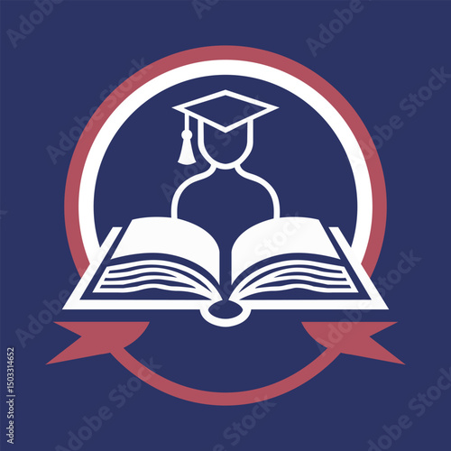 Vector Education Logo with Student and Open Book