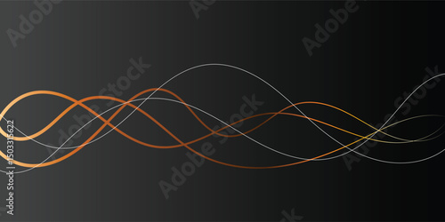 Abstract Background with Intertwined Copper and White Lines. This abstract image features a dynamic interplay of intertwined, copper-toned and white lines against a dark gray gradient background.