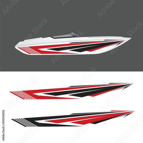 speed boat body wrap decal design. modern jet boat decal