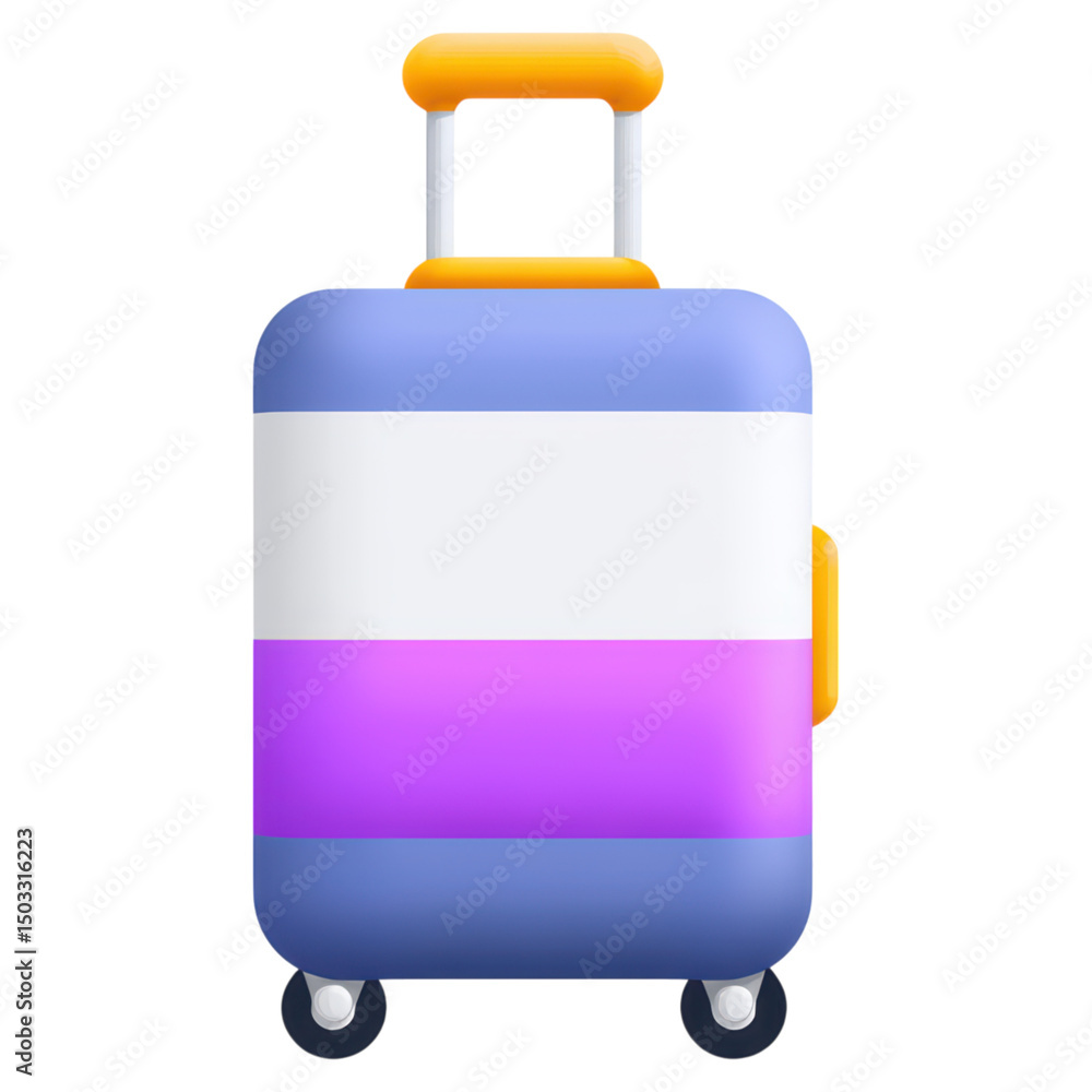 Obraz premium Colorful Travel Suitcase with Wheels and Retractable Handle for Vacation, isolated on transparent background.