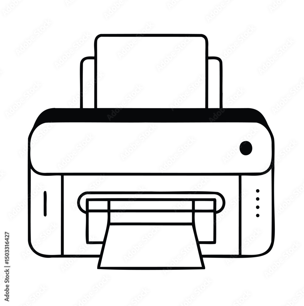 Printer outline vector on a white background Printer outline vector on a white background
