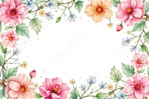 Delicate watercolor floral pattern, ideal for springtime flyers , elegant, green
