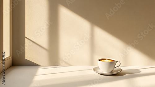 Wallpaper Mural Warm Coffee Cup on Table with Soft Shadows and Natural Light Torontodigital.ca
