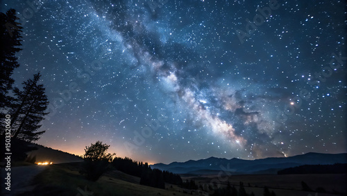 Wallpaper Mural starry sky over the mountains Torontodigital.ca