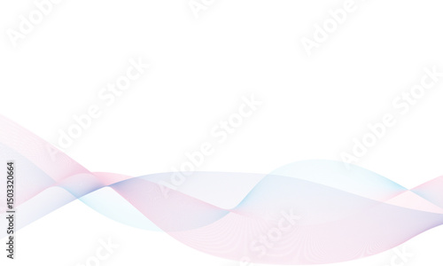 Abstract backdrop with colorful wave gradient lines on white background. Vector illustration.Wave with lines created using blend tool.