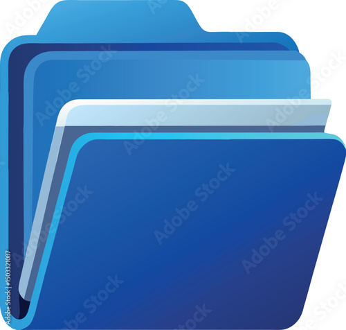 Isometric blue folder vector illustration.