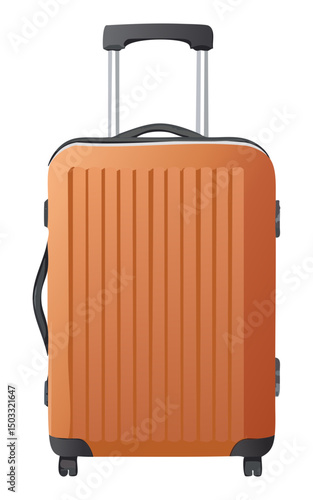 warm orange brown ribbed travel suitcase